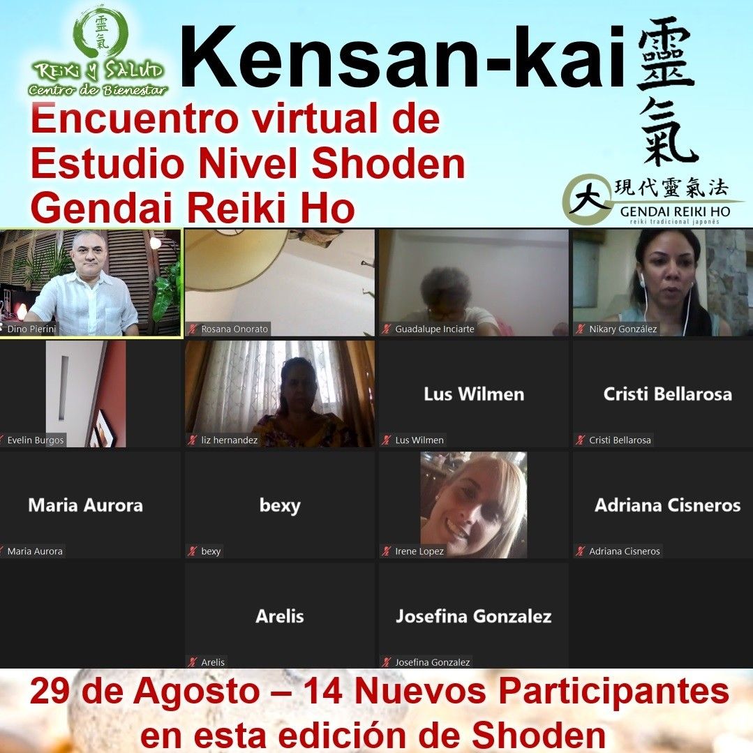 Con mucha alegría, comparto las fotos del último encuentro de estudio e intercambio con el grupo de practicantes y participantes del curso Gendai Reiki Ho nivel I, Shoden - EL Despertar de la escuela tradicional japonesa Gendai Reiki Ho, en Casa Reiki y Salud; celebrado el pasado domingo 29 de Agosto del 2021 a través de la sala virtual de Casa Reiki y salud. Gracias a las 14 almas, que participaron en este Kensai Kai, buscando expandir nuestra vibración energética y consolidar nuestro vínculo con la energía de Reiki, para sanar. Han sido jornadas vivenciales, donde hemos revitalizado nuestra capacidad de sanación, practicado las técnicas de meditación/autopurificación; y canalizado energía para recuperar nuestro balance y armonía.Casa Reiki y Salud, comparte las técnicas de la Gendai Reiki Healing Association de Japón, con el respaldo internacional de la Gendai Reiki Network. Cursos dictados por Dino Pierini (@DinoPierini), Shihan de la escuela Gendai Reiki Ho desde el 2008 y miembro de la Gendai Reiki Healing Association en Japón. Gracias gracias gracias a todos los que nos han acompañado en este hermoso camino. Casa Reiki y Salud, una caricia para el alma, ampliando el circulo de luz, promoviendo una vida de salud y felicidad.Un abrazo de luz, Gracias, gracias, gracias, gassho, @dinopierini#reiki #reikimaracaibo #reikivenezuela #sanación #salud #reikiusui #gendaireiki #gendaireikiho #usuireiki #usuireikiho #usuireikiryoho #reikigendai #mikaousui #reikisalud #totalcoherencia #kensankai #encuentrosreiki