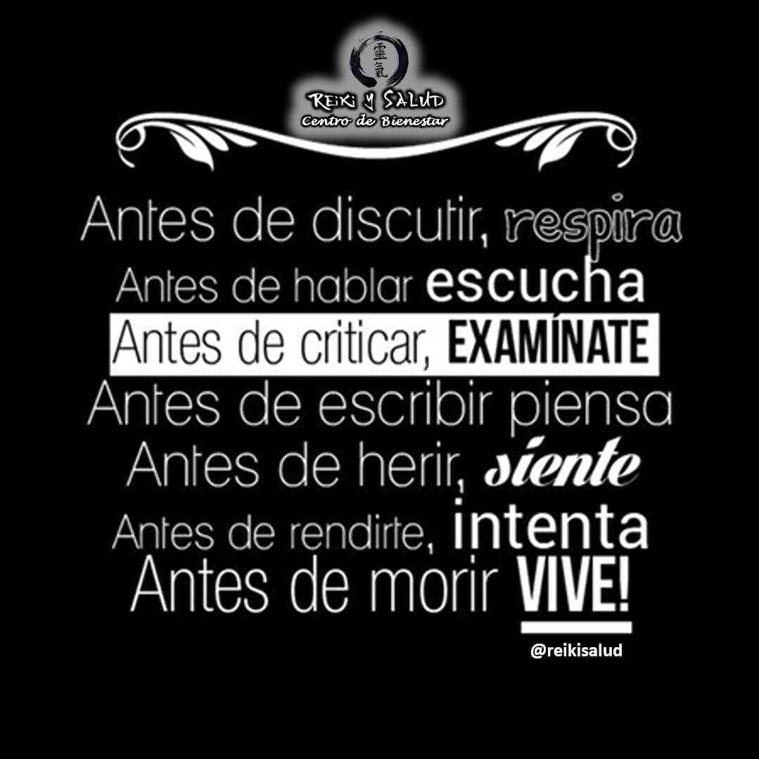 Antes de discutir, RESPIRAAntes de hablar, ESCUCHAAntes de criticar, EXAMINATEAntes de escribir, PIENSAAntes de herir, SIENTEAntes de rendirte, INTENTAAntes de morir, VIVE¿Que piensas de esta declaración?Feliz viaje de descubrimientoCon toda la certeza que, si lo CREES, lo CREAS, compartimos desde Casa Reiki y Salud, un abrazo de luz, con la confianza de que Dios está con nosotros y somos uno con la conciencia universal, y recuerda: ¡a sonreír, agradecer y abrazar tu vida!Gracias, gracias, gracias, un gran abrazo de luz, Namaste, @DinoPieriniSi te gusta la publicación Compártela, Comenta, Gracias, gracias gracias🌐Página WEB: www.gReiki.com#felicidad #abundancia #meditacion #vida #gratitud #reikimaracaibo #reikizulia #reikivenezuela #saludybienestar #reikisalud #reiki @reikisalud