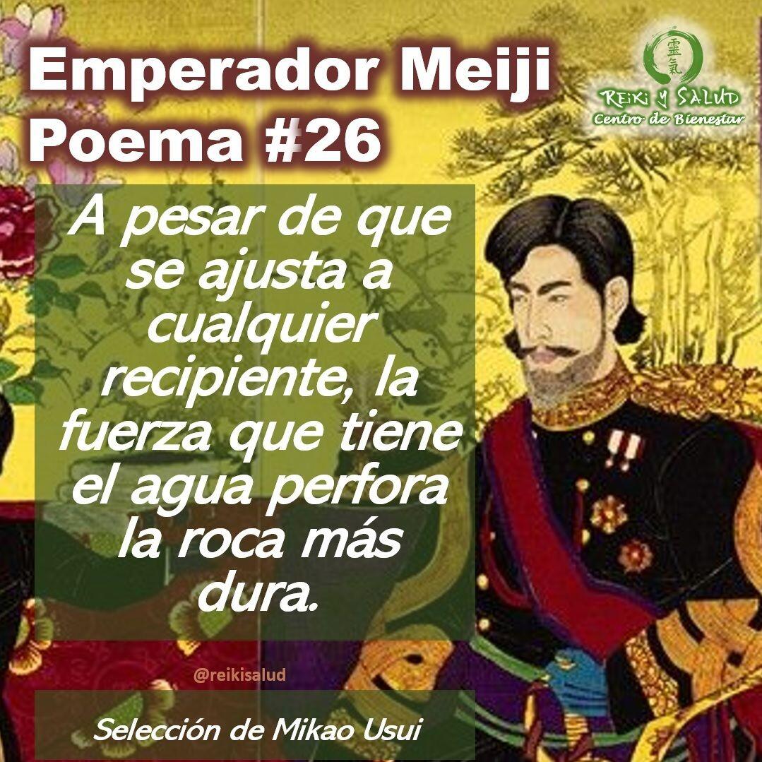 Compañeros de viaje, un gran abrazo de luz. Felicitaciones a todos los practicantes de Reiki este día, en los 100 Años de Reiki y los 157 años del nacimiento del sensei Mikao Usui. Esta semana estaremos compartiendo el poema No 26, del emperador Meiji, que sensei Mikao Usui incorporo al sistema Usui Reiki Ryoho.Es importante mencionar que la traducción en Español es una interpretación desde el idioma original (Japonés), lo que dificulta mantener las reglas gramaticales y pausas del idioma original.Que lo disfruten:𝑱𝒂𝒑𝒐𝒏é𝒔:器には したがひながらいはがねも とほすは水の ちからなりけれUtsuwa nihaShitagai nagara iwaganemoTosuha mizuno chikara narikere𝑬𝒔𝒑𝒂ñ𝒐𝒍:A pesar de que se ajusta a cualquier recipiente, la fuerza que tiene el agua perfora la roca más dura.𝑼𝒏𝒂 𝑰𝒏𝒕𝒆𝒓𝒑𝒓𝒆𝒕𝒂𝒄𝒊ó𝒏:El agua se adecua a todos los recipientes y siempre se ajusta a su forma. Parece obediente, flexible y sin pretensión. Sin embargo, tiene una gran fuerza que incluso llega a perforar la roca más dura. Nosotros manteniendo la flexibilidad en todos los aspectos como en la forma de pensar y en la relaciones, también intentamos continuar actuando con concentración y empeño, sin perder el propósito de la vida.Te invitamos a leerlo, leer la interpretación propuesta y sacar ademas tus propias reflexiones o interpretación.Una bella reflexión que los invito hacer desde la paz.️ Feliz viaje de auto descubrimiento y despertarSi te gusta la publicación Compártela, Etiqueta a Otros, Gracias, gracias graciasCasa Reiki y Salud, una caricia para el alma, ampliando el circulo de luz, promoviendo una vida de salud y felicidad.Gracias, gracias, gracias, Námaste, @dinopieriniSi te interesa leer otros poemas te invito a visitar🌐 WEB: www.gReiki.com#gratitud #consciencia #inspiracion reikimaracaibo #reikizulia #reikivenezuela #reikisalud #emperadormeiji #poemasreiki #poemasmeiji #poemasemperadormeiji