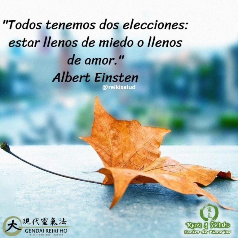 «Todos tenemos dos elecciones: estar llenos de miedo o llenos de amor», Albert Einsten