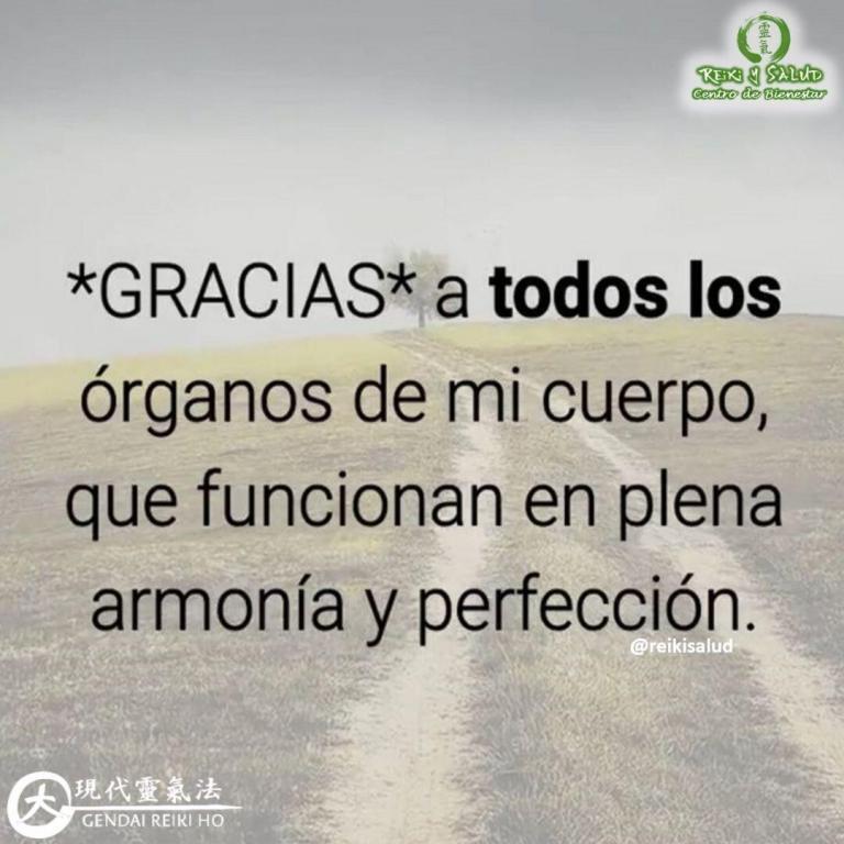 Gracias a todos los órganos de mi cuerpo, que funcionan en plena armonía y perfección.…