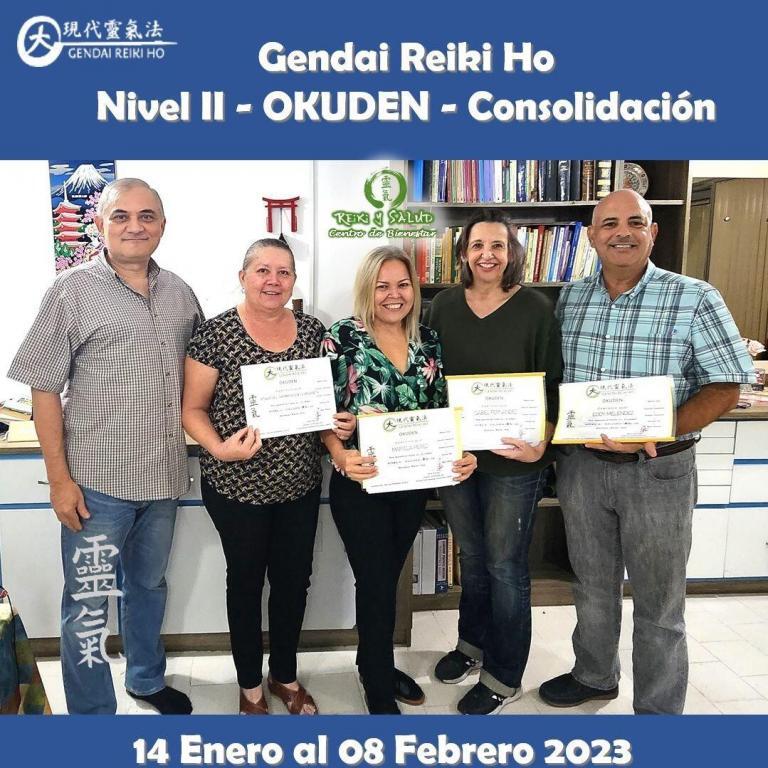 Celebro cuatro nuevos practicantes de Gendai Reiki Ho, Nivel Okuden. Agradecido con Isabel Fernández, Eddy…