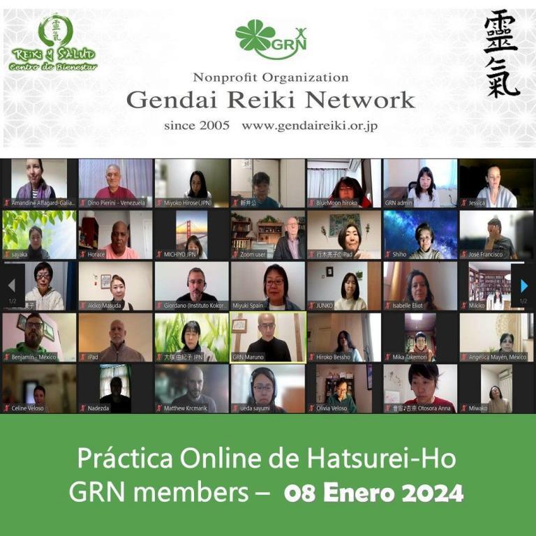 Práctica de Hatsurei ho junto a compañeros del mundo patrocinado por la Gendai Reiki Network