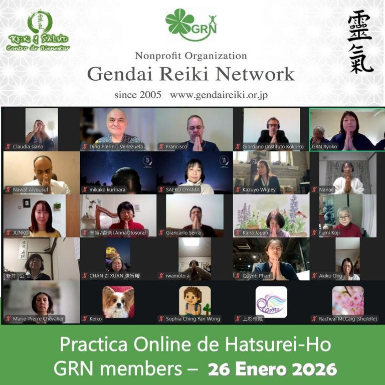 Práctica de Hatsurei Ho con compañeros de la Gendai Reiki Network a nivel internacional