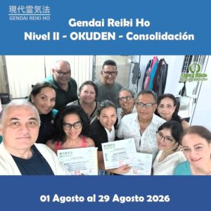 Gendai Reiki Ho Okuden 01 Agosto al 29 Agosto 2026 en Reiki y Salud